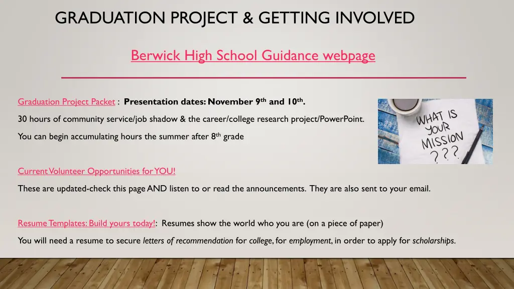 graduation project getting involved