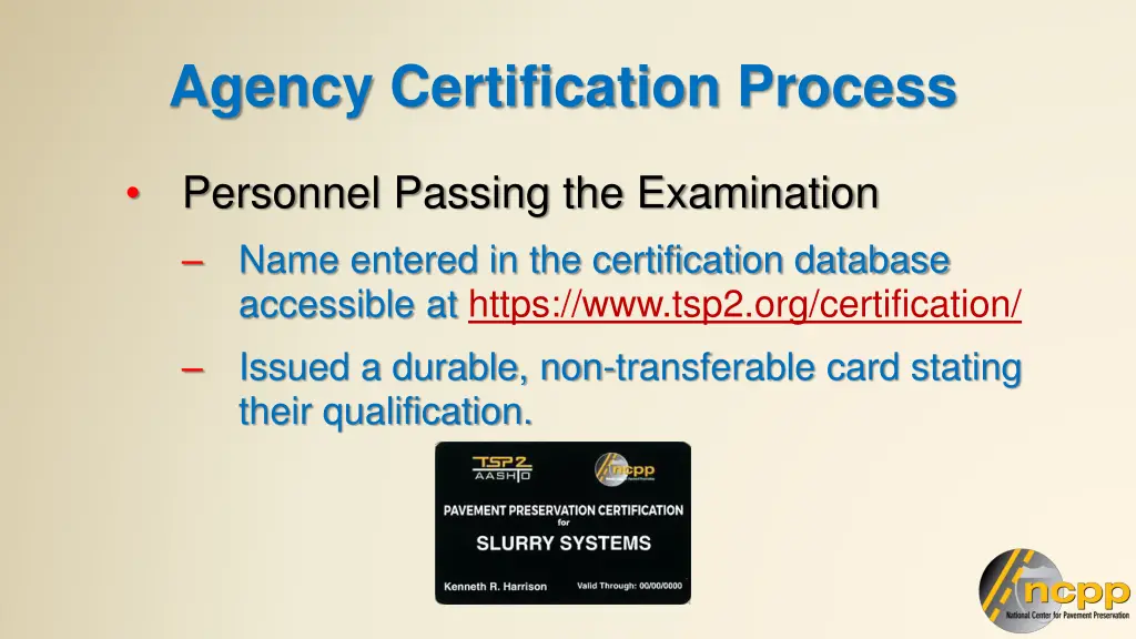 agency certification process