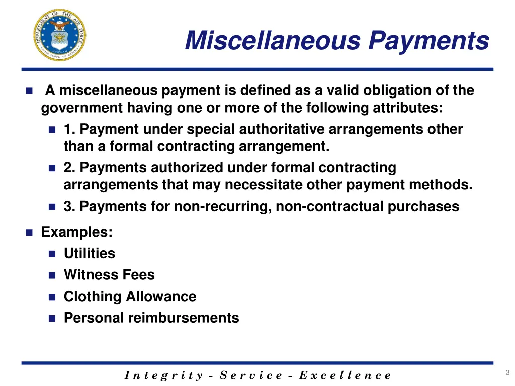 miscellaneous payments