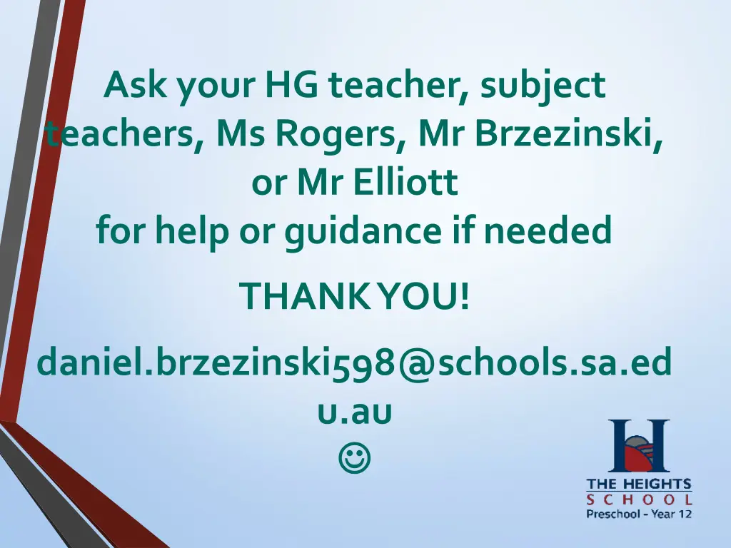 ask your hg teacher subject teachers ms rogers