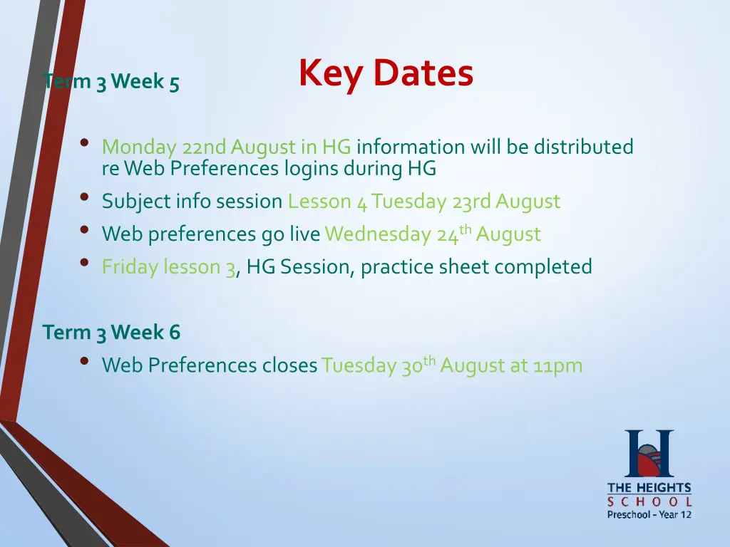 key dates 2