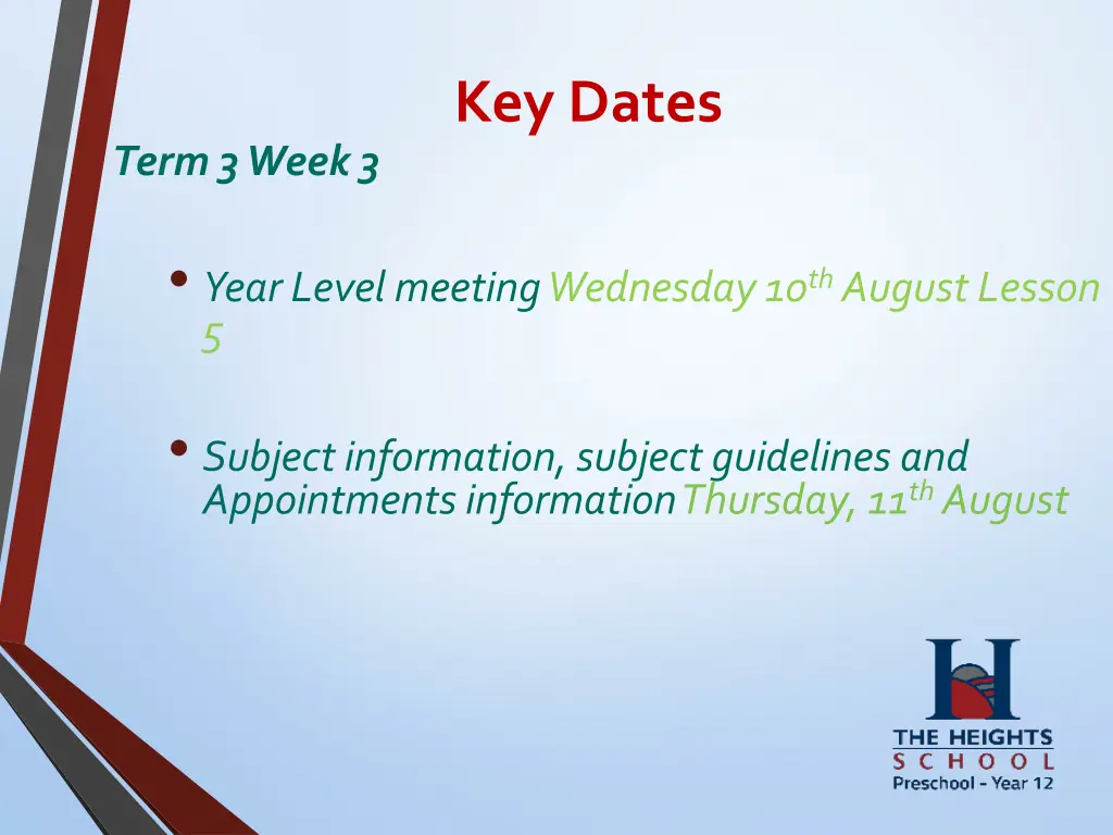 key dates