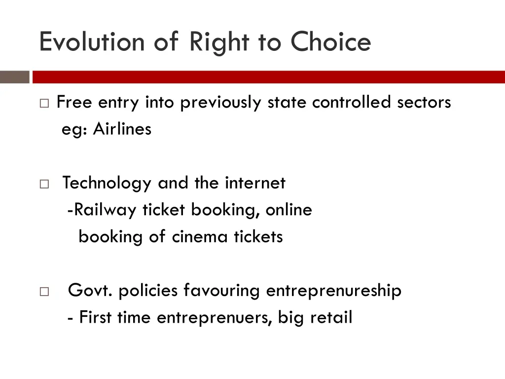 evolution of right to choice