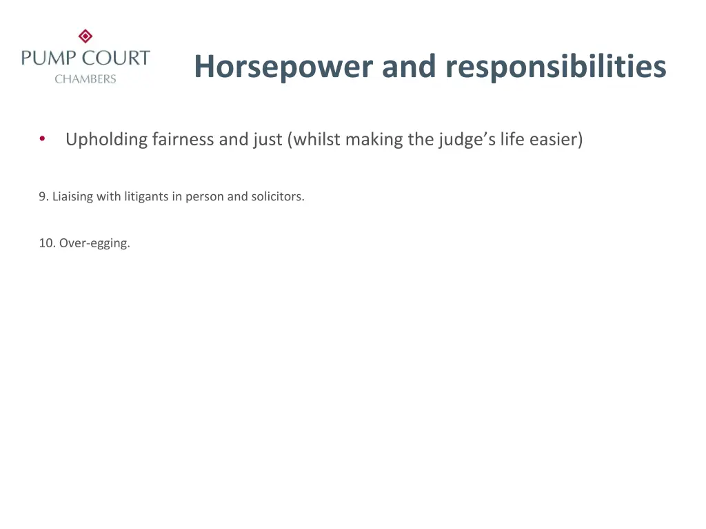 horsepower and responsibilities