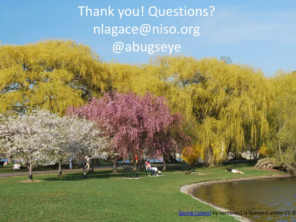 thank you questions nlagace@niso org @abugseye