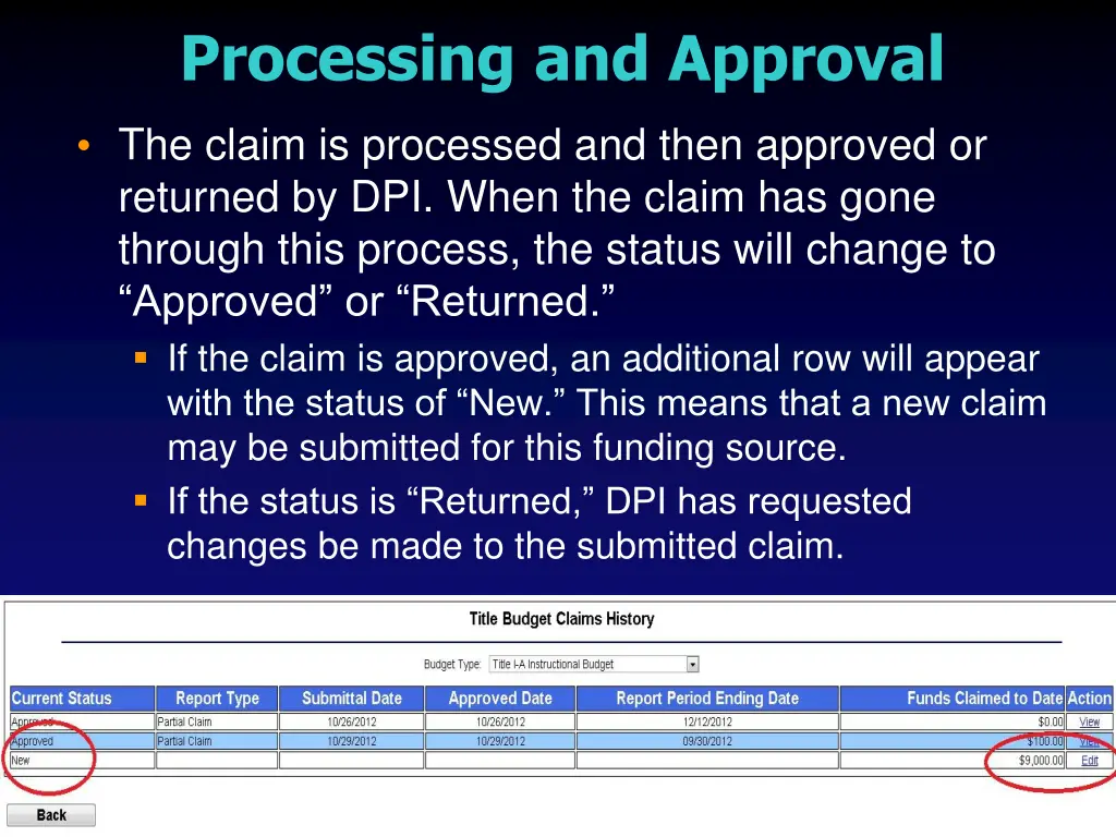 processing and approval