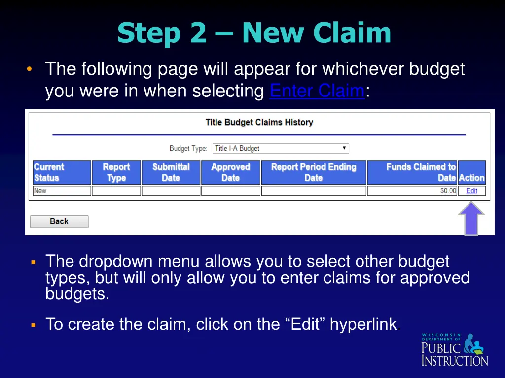 step 2 new claim the following page will appear