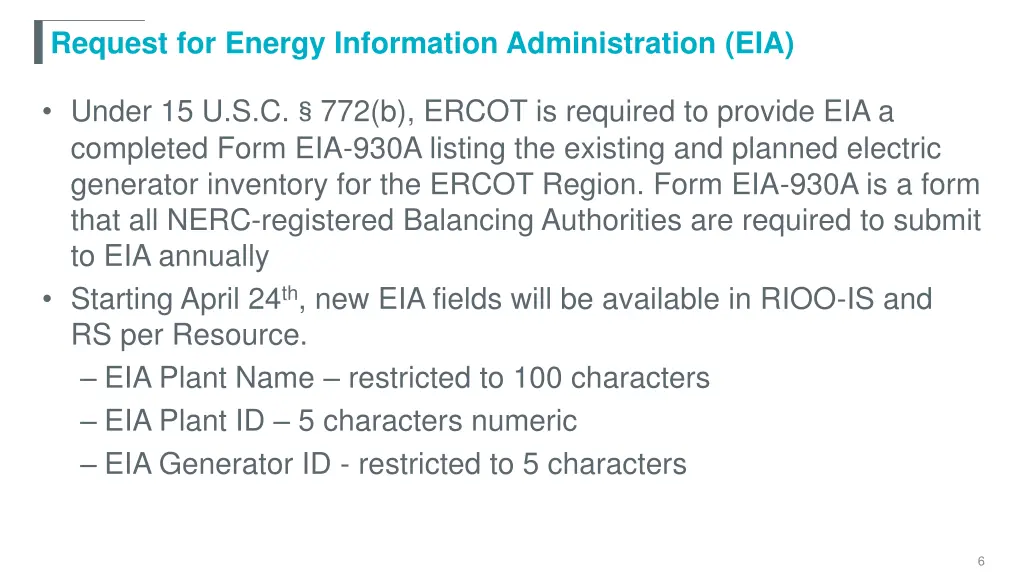 request for energy information administration eia