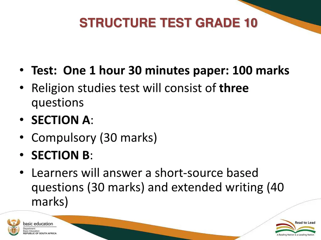 structure test grade 10