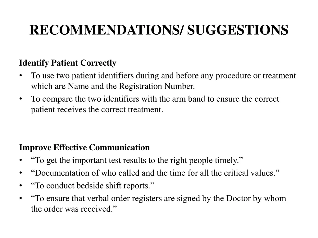 recommendations suggestions