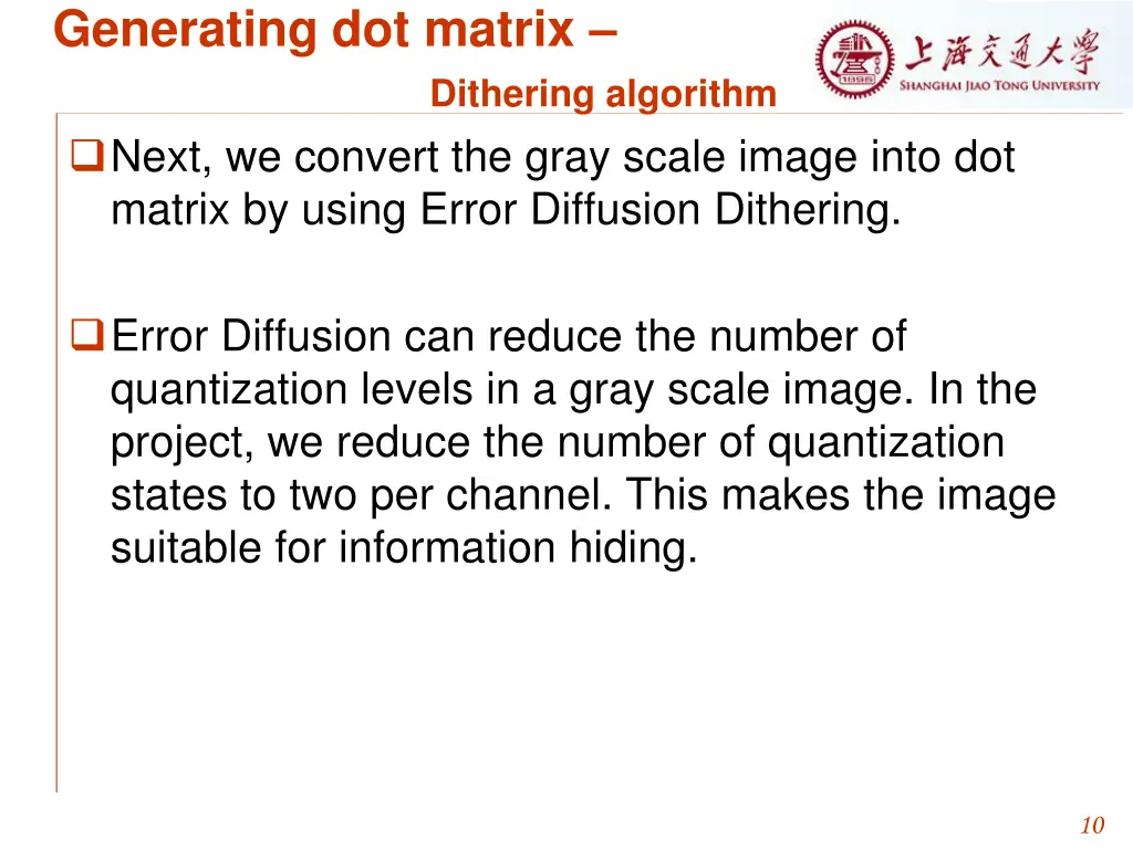 generating dot matrix dithering algorithm
