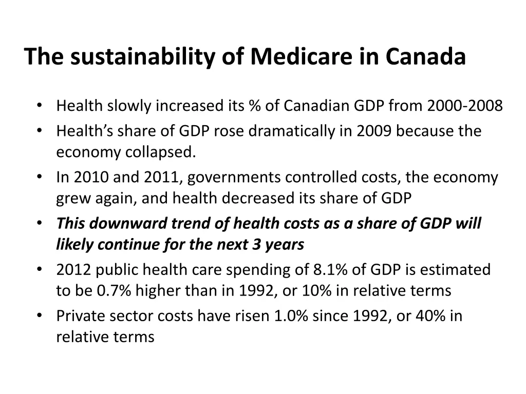 the sustainability of medicare in canada
