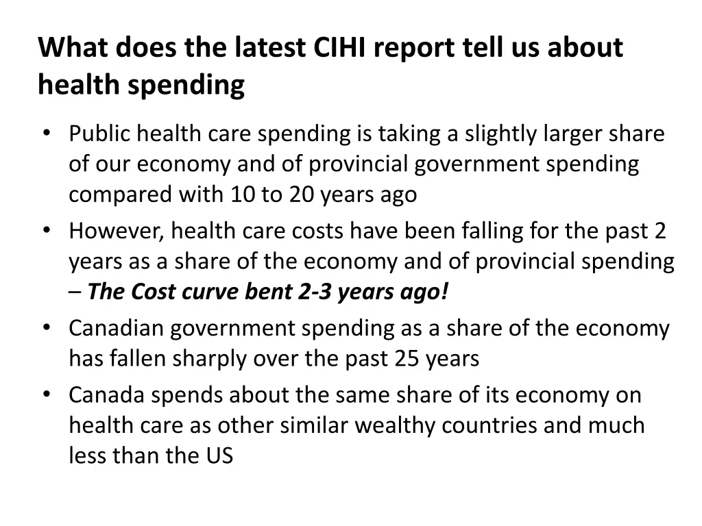 what does the latest cihi report tell us about