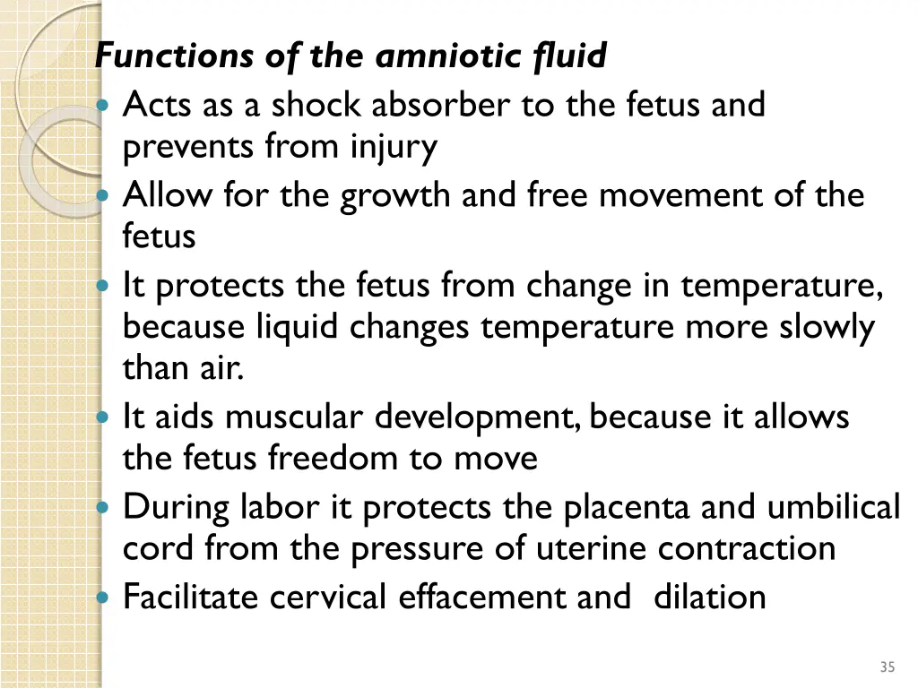 functions of the amniotic fluid acts as a shock