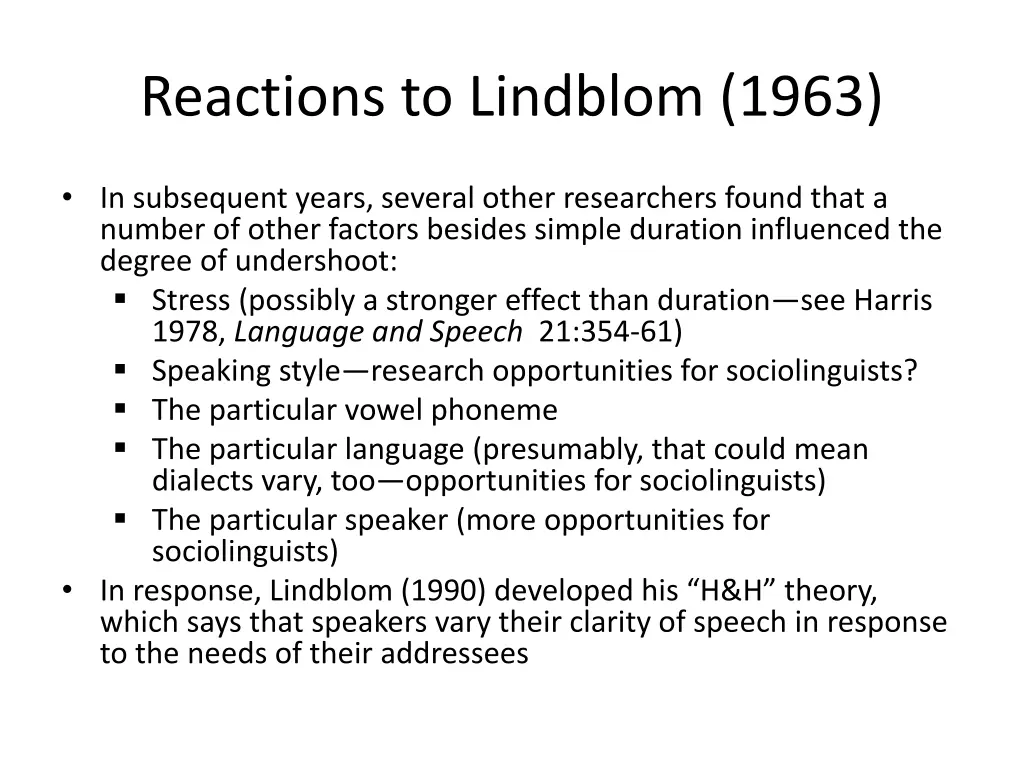 reactions to lindblom 1963