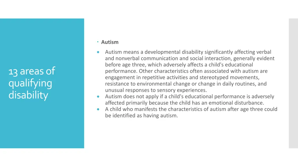 autism autism means a developmental disability