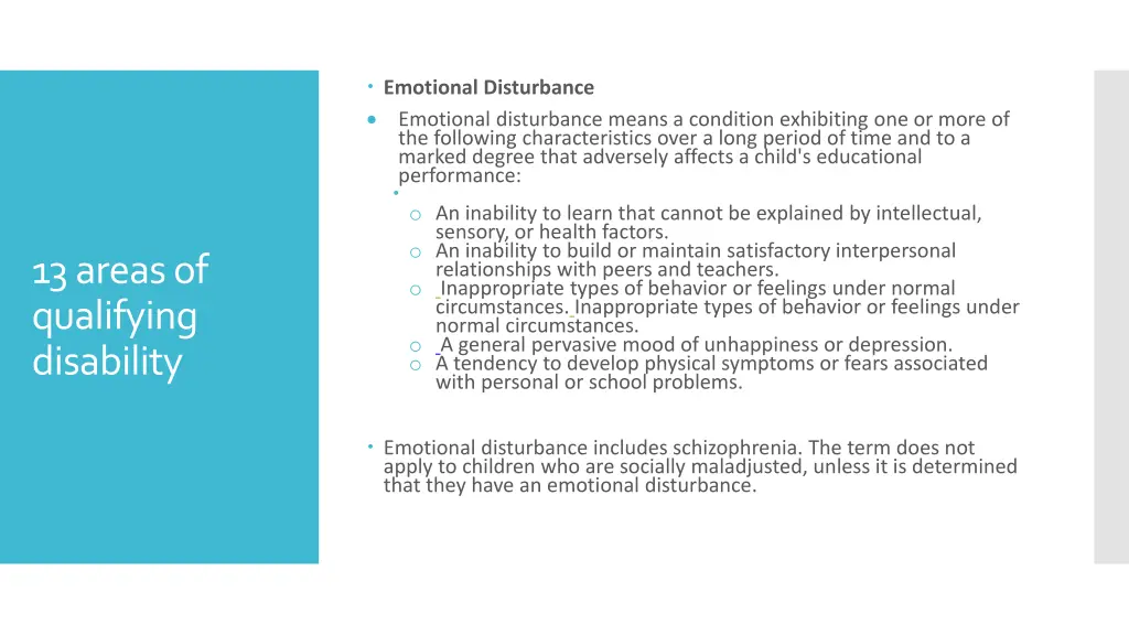 emotional disturbance emotional disturbance means
