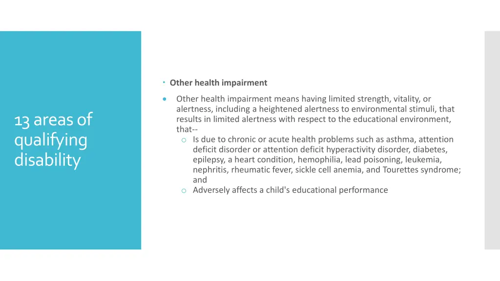 other health impairment other health impairment