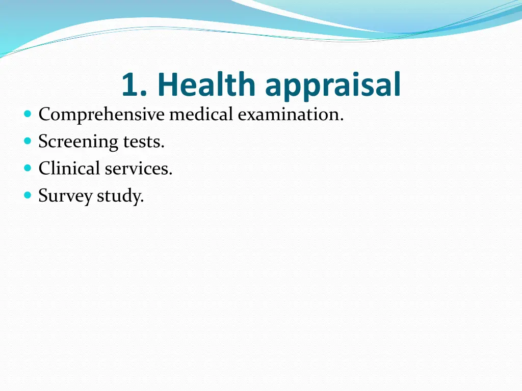 1 health appraisal comprehensive medical