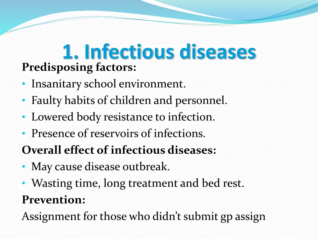 1 infectious diseases predisposing factors