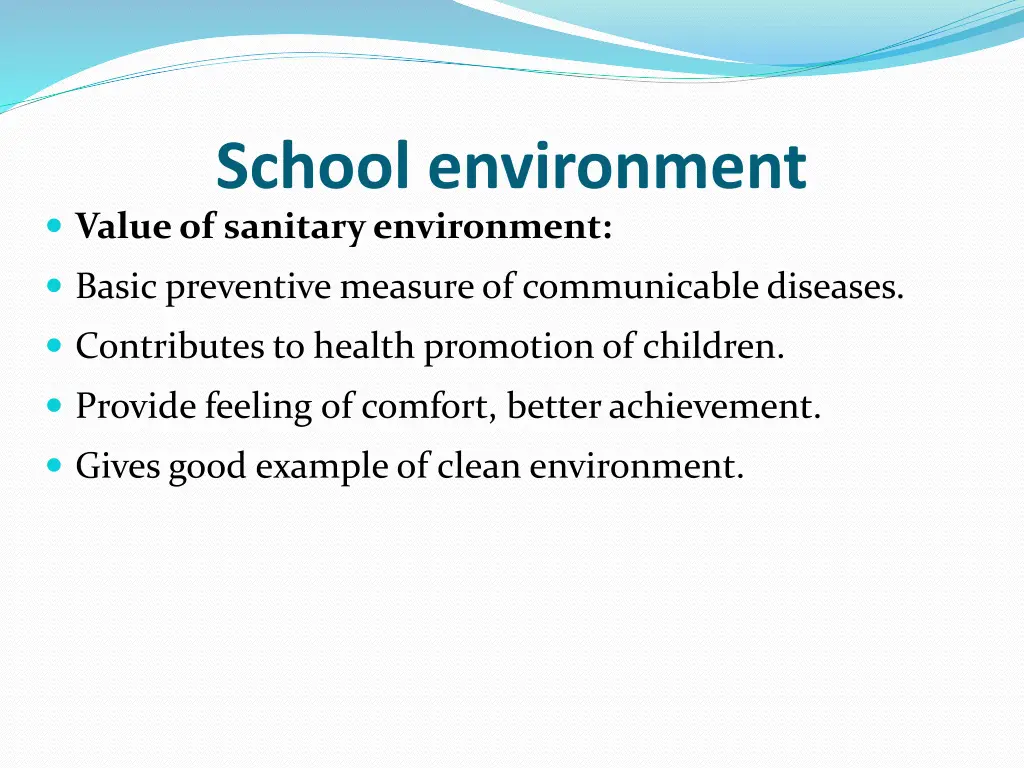 school environment value of sanitary environment