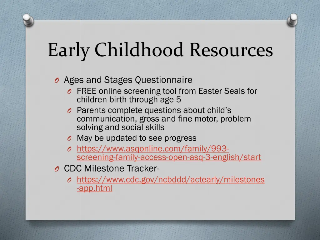 early childhood resources