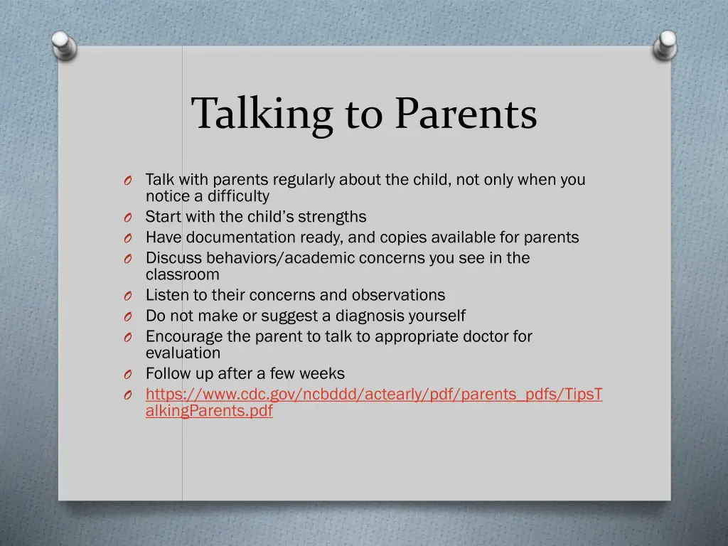 talking to parents