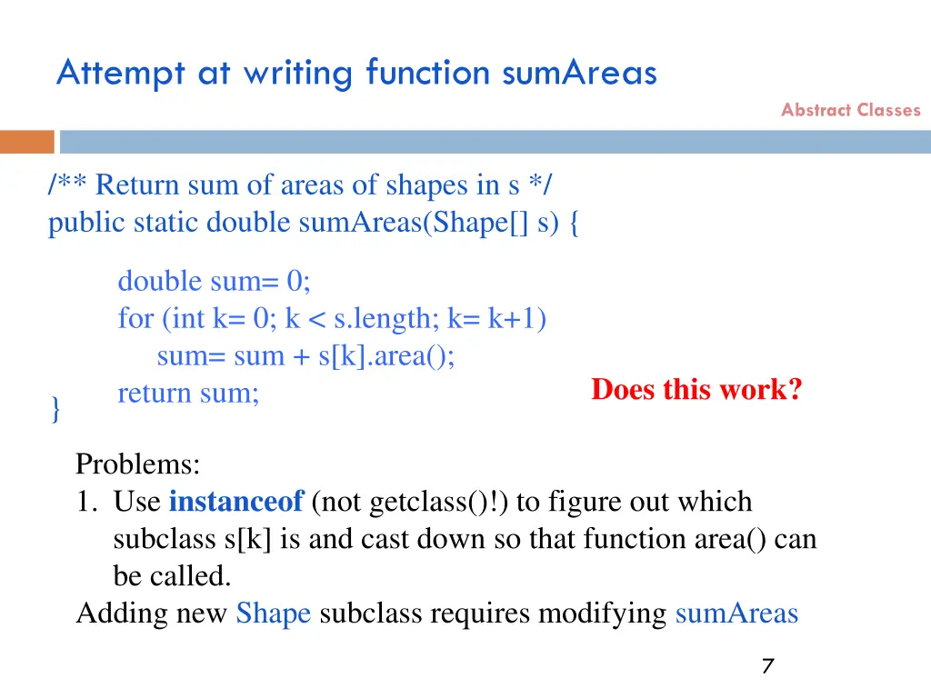 attempt at writing function sumareas