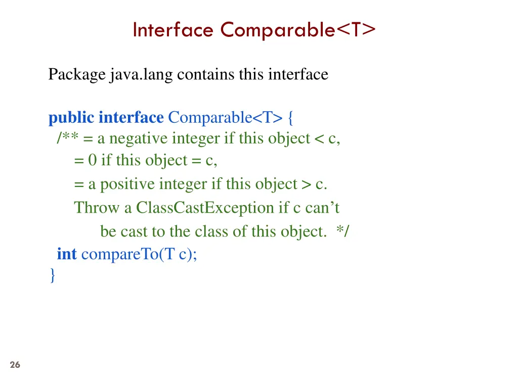 interface comparable t