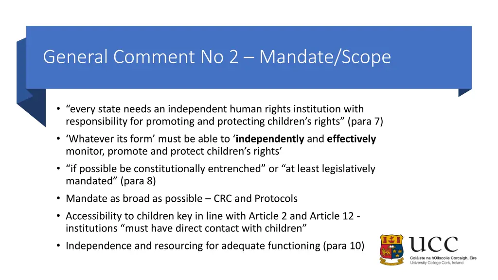 general comment no 2 mandate scope