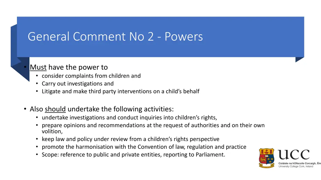 general comment no 2 powers