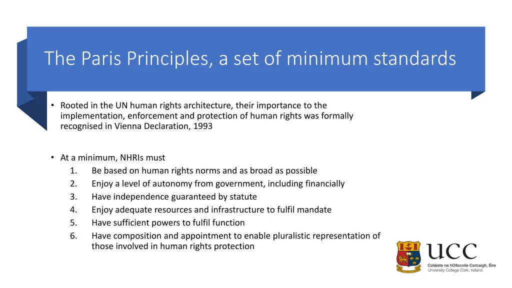 the paris principles a set of minimum standards