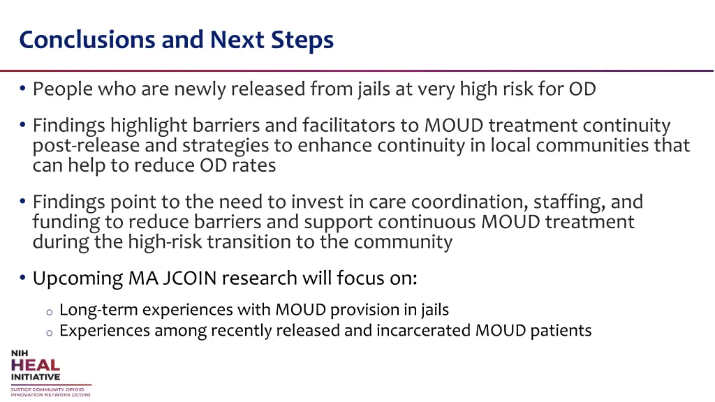 conclusions and next steps