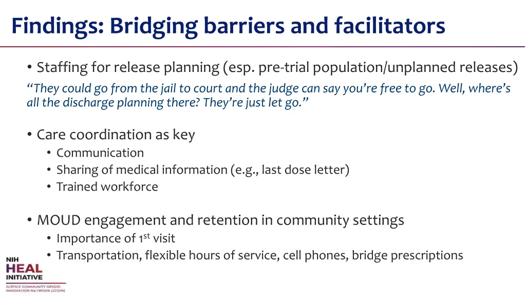 findings bridging barriers and facilitators