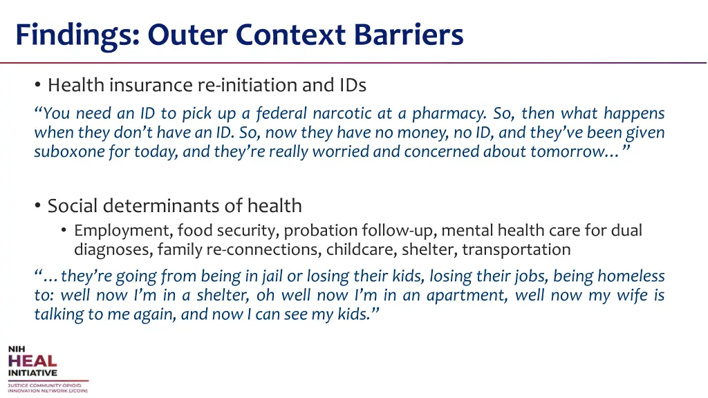 findings outer context barriers