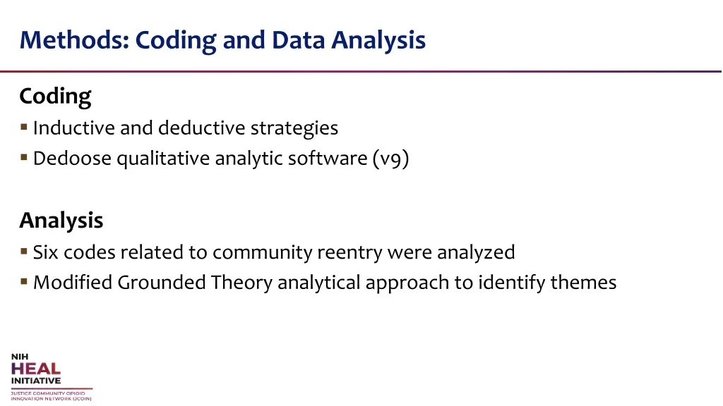 methods coding and data analysis