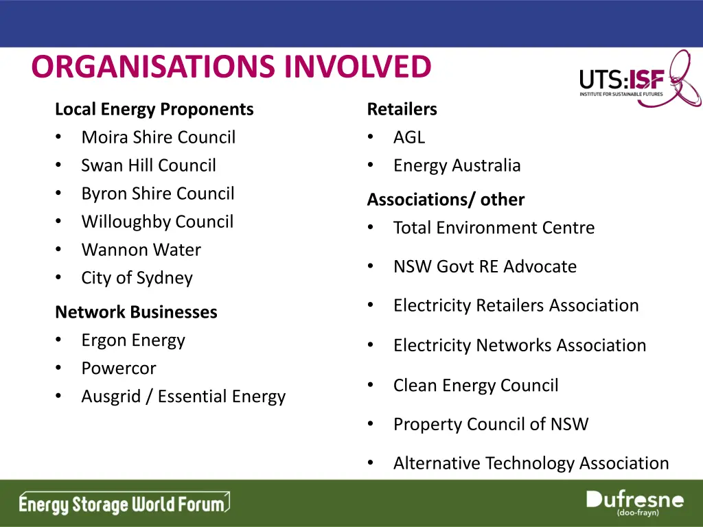 organisations involved