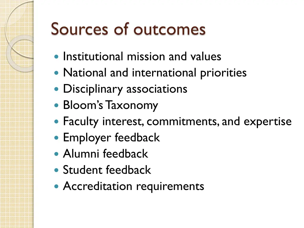 sources of outcomes