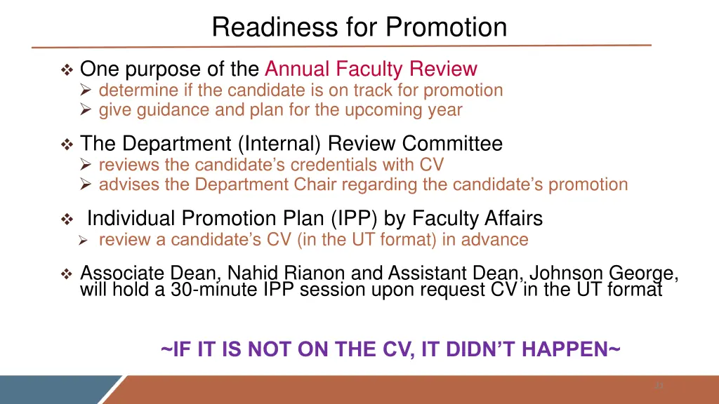 readiness for promotion