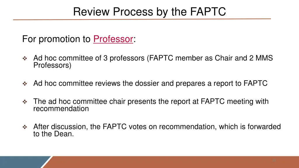 review process by the faptc 1