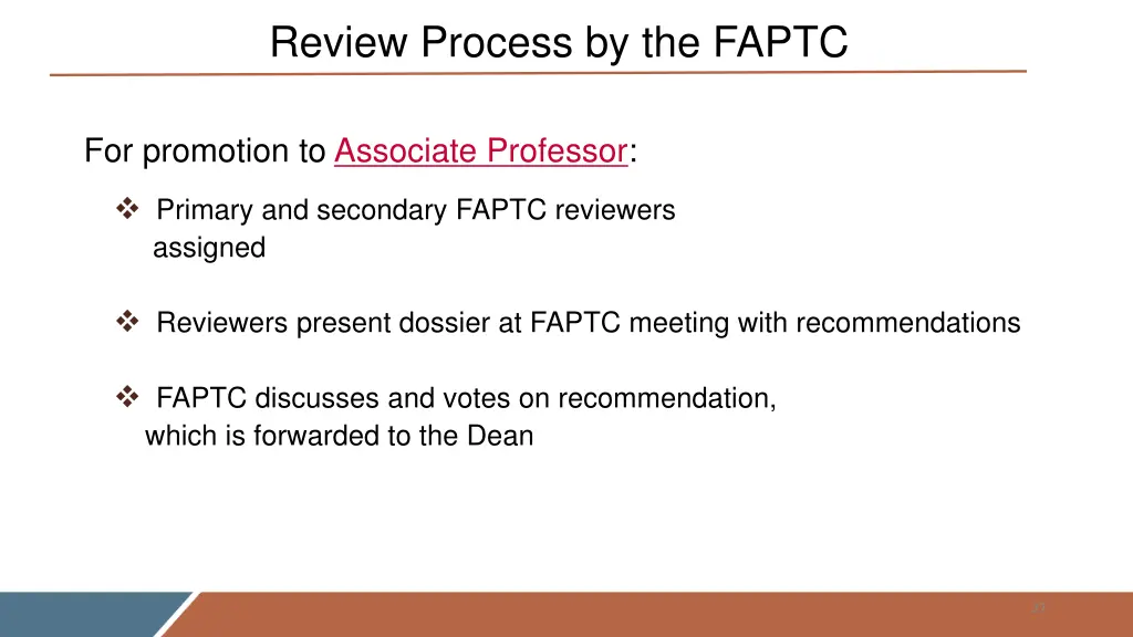 review process by the faptc