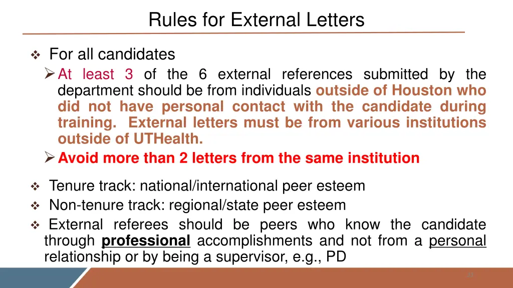 rules for external letters