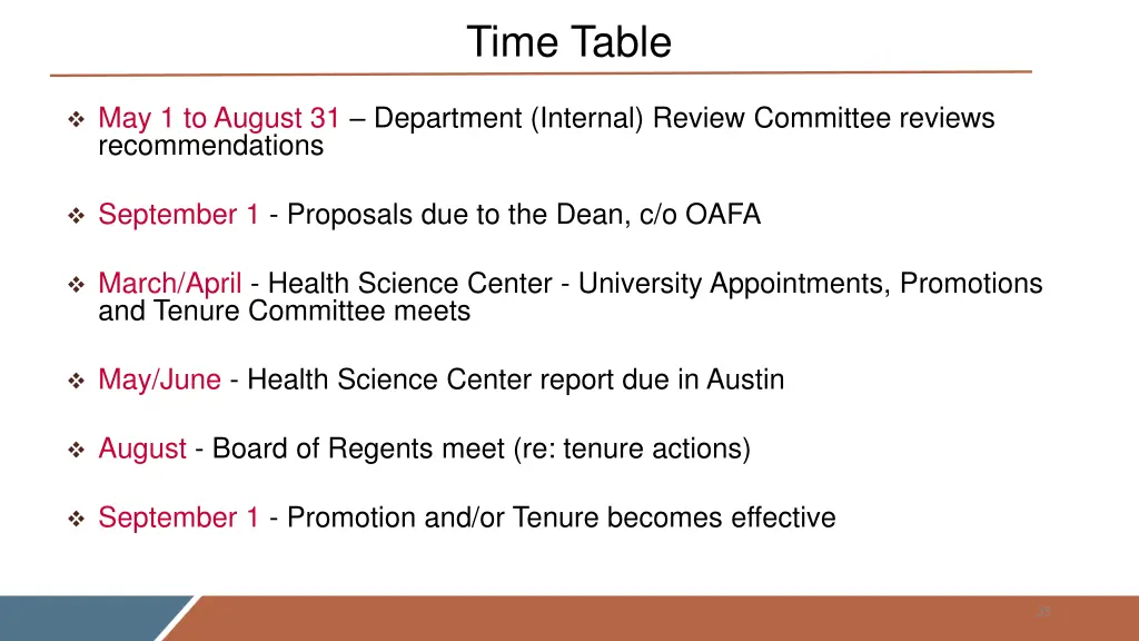 time table