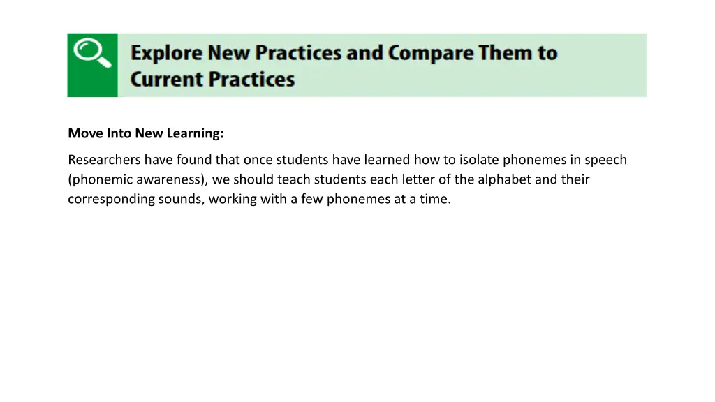 move into new learning