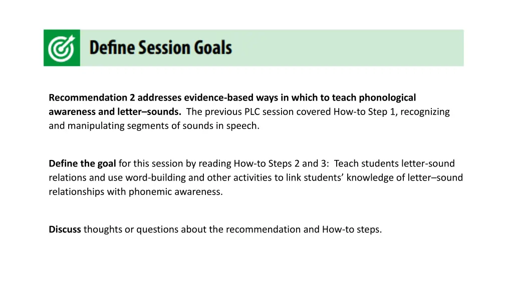 recommendation 2 addresses evidence based ways