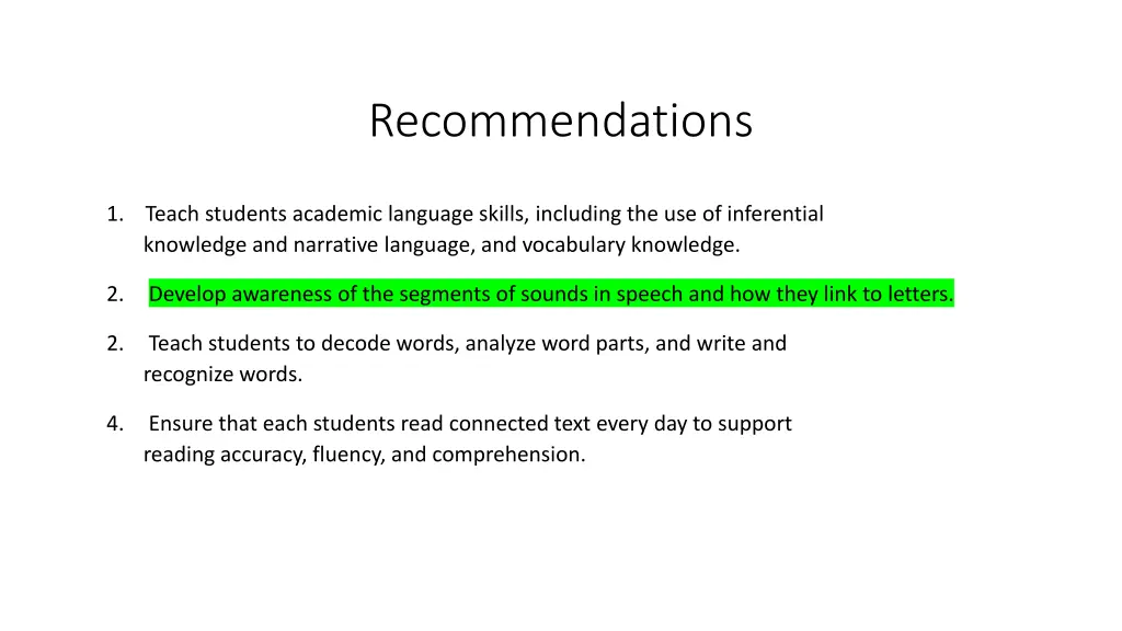 recommendations