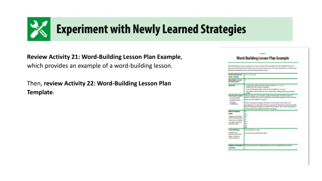 review activity 21 word building lesson plan
