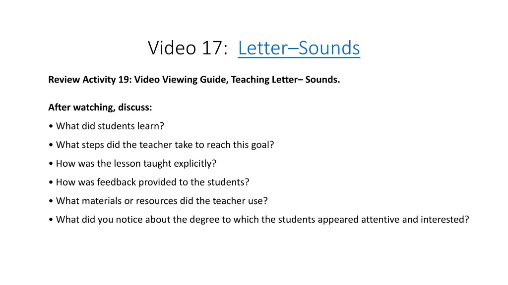 video 17 letter sounds