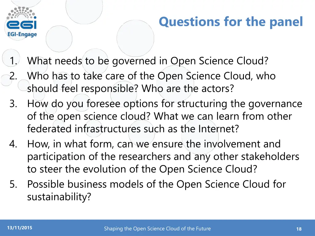 questions for the panel