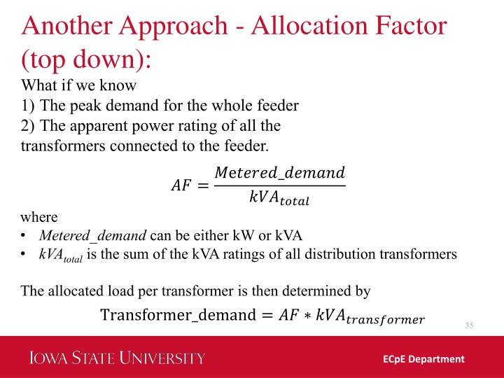 another approach allocation factor top down what